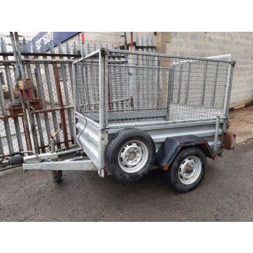 Used Indespension 6'1" x 4'1" Goods Trailer with Mesh Kit, Spare wheel, Triplelock Tow Hitch, Jockey Wheel and Rear Prop Stands  